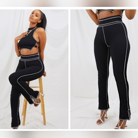 Moving Sale!  💘 NWT Bad Society Club High Waisted Ribbed Pants - Picture 1 of 9